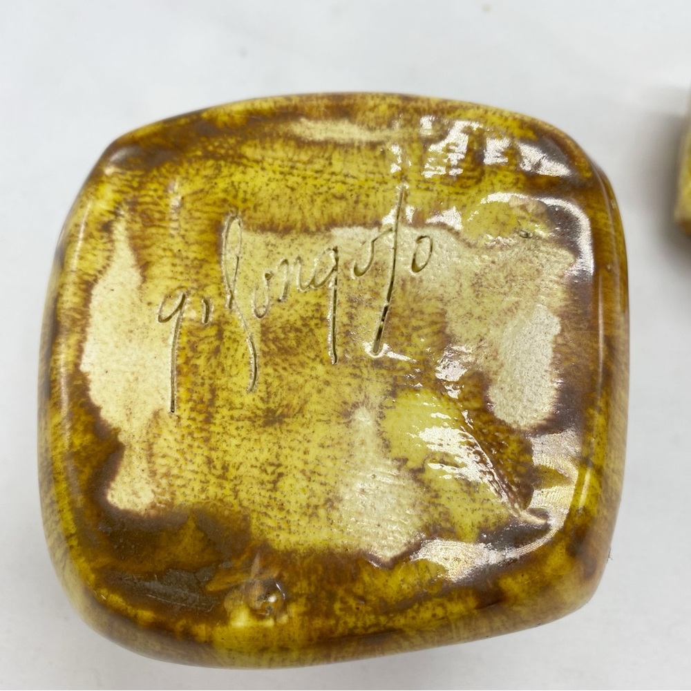 Grace Songolo Vintage 80’s Yellow and Brown Ceramic Trinket Box Rose Detail - Picture 7 of 7